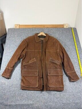 Vintage Colebrook & Co Brown Distressed Suede Jacket Men's Large